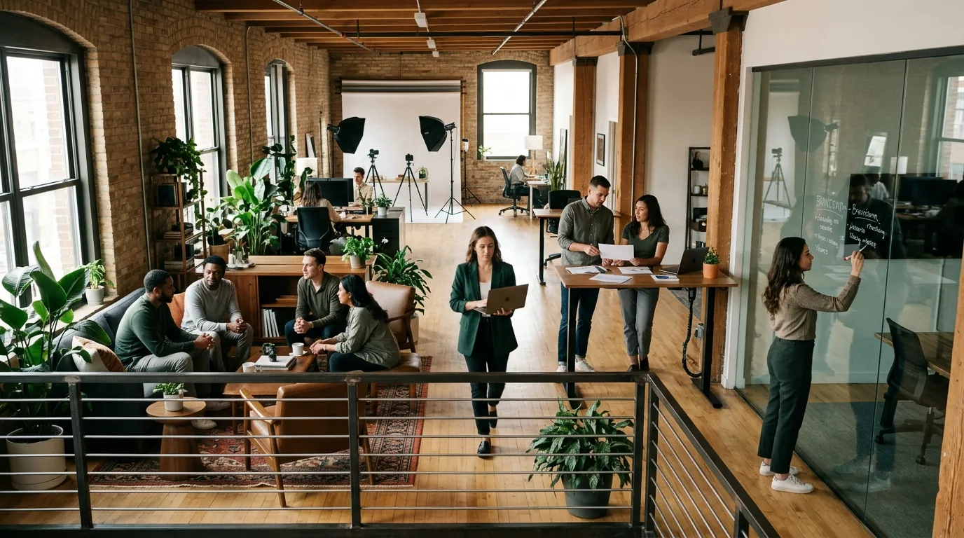 The Bellwether team at work across the studio floor